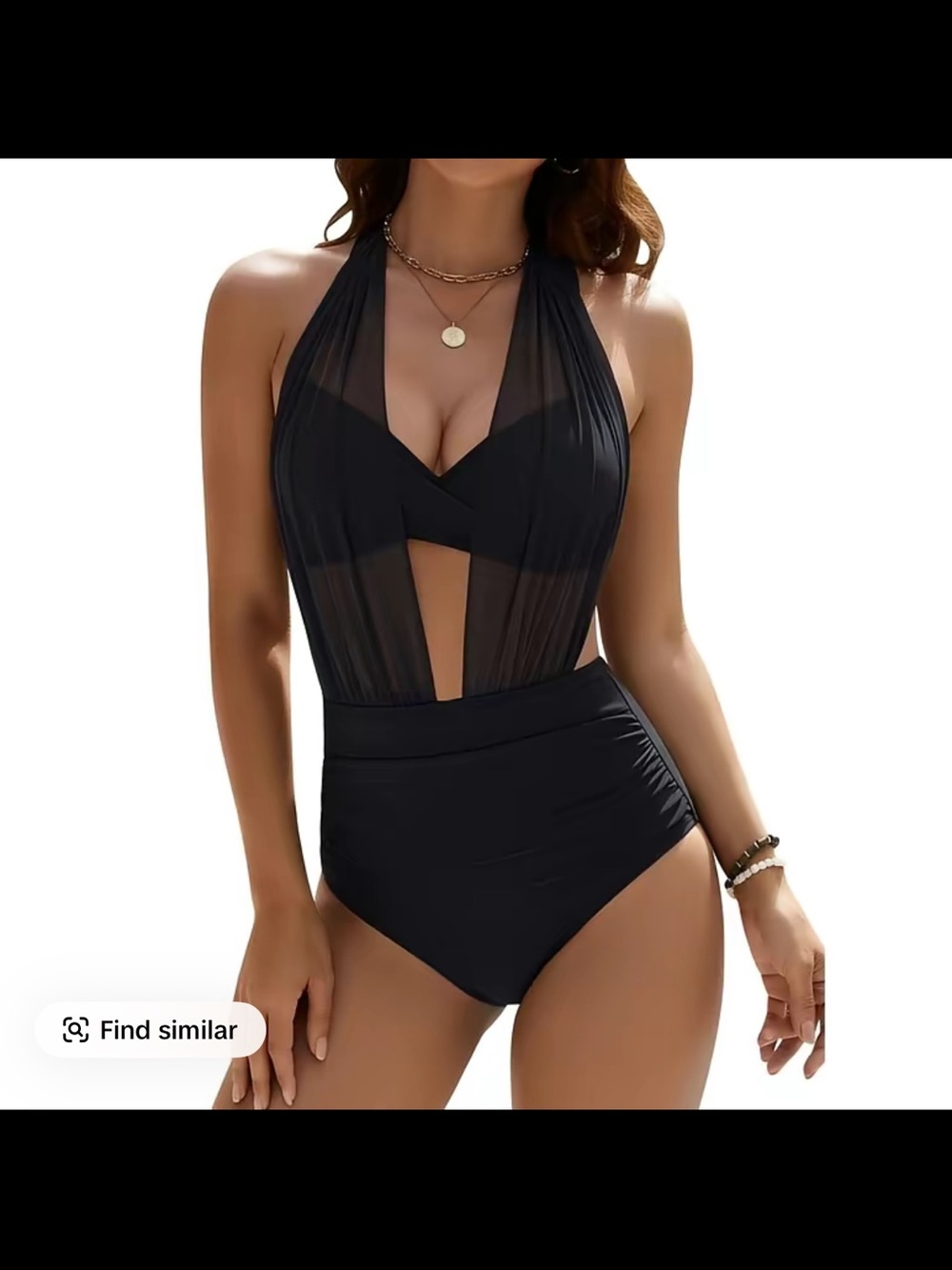 Black Halter-Style Women's Swim Bodysuit